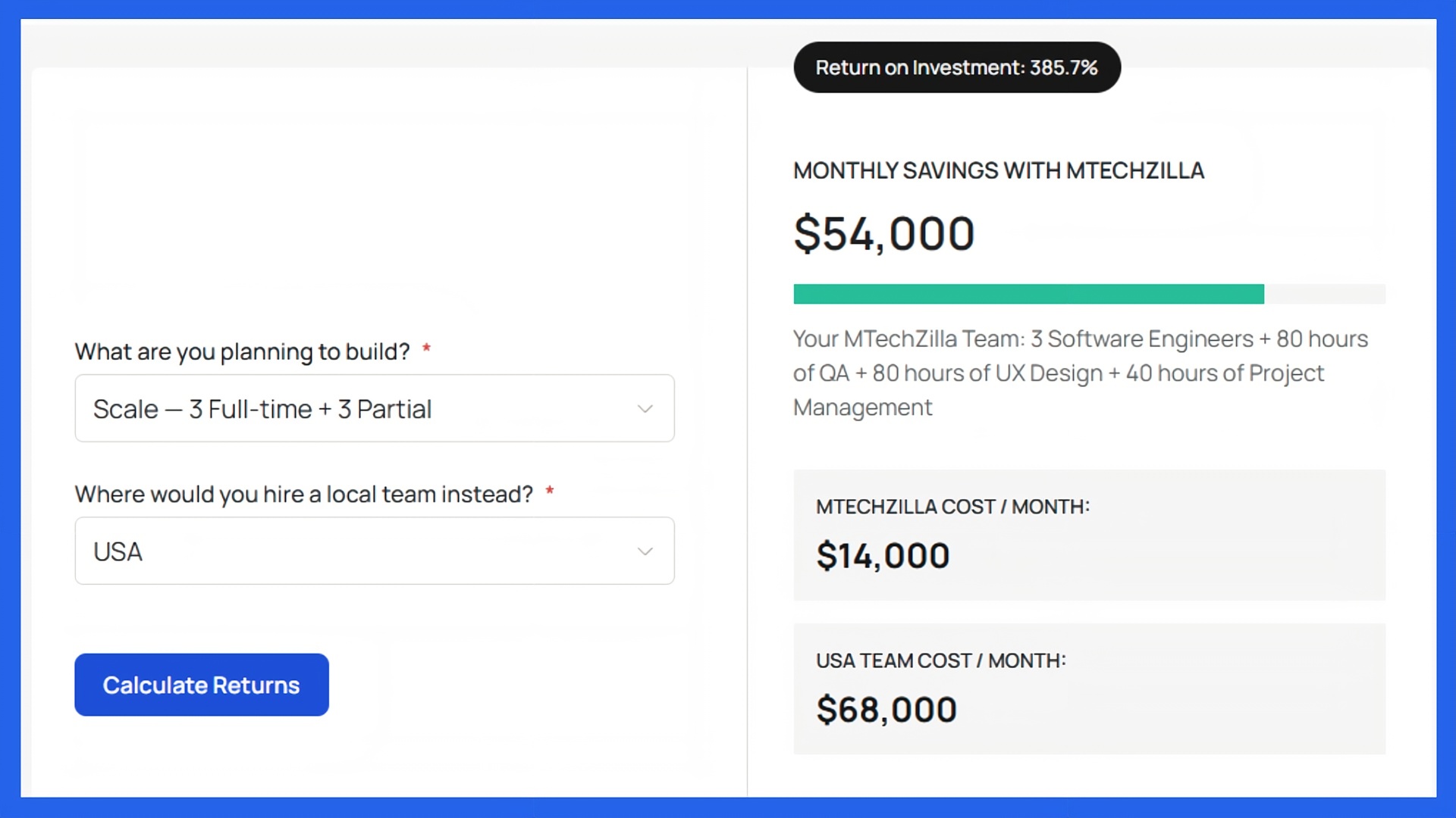 How to Use the MTechZilla Software Development ROI Calculator
