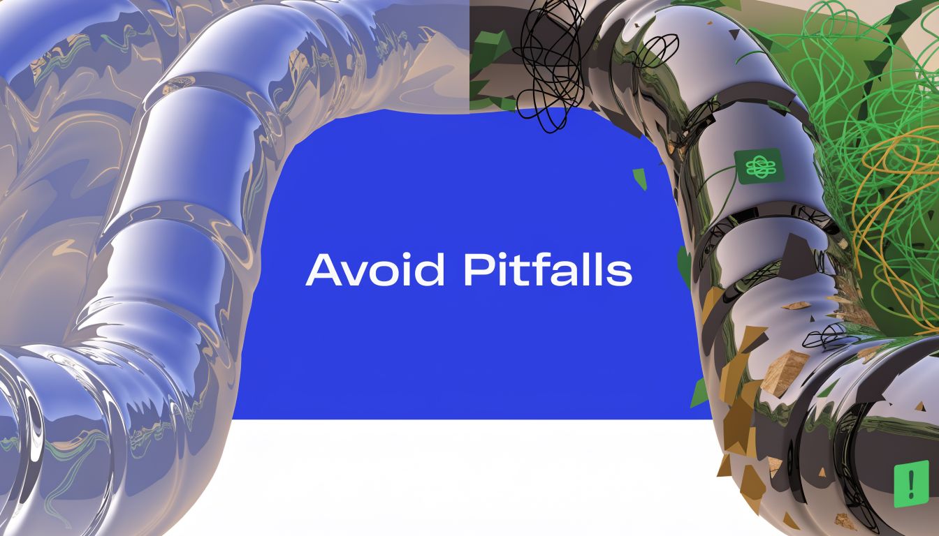 A 3D render showing a smooth pipe transitioning into a damaged, tangled pipe with a warning sign.
